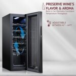 Schmecke 12 Flaschen Kompressor Weinkühler Kühlschrank mit Schloss | großer freistehender Weinkeller | 41f-64f Digitale Temperaturregelung Weinkühlschrank für Rot, Weiß, Sekt oder Sekt - Schwarz